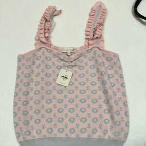 LoveShackFancy Pink & Blue Floral Tank Top Rose and Tyrie